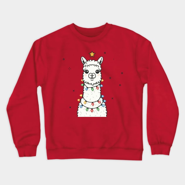 Llama with Christmas Lights T-Shirt Crewneck Sweatshirt by The Tee Bizarre